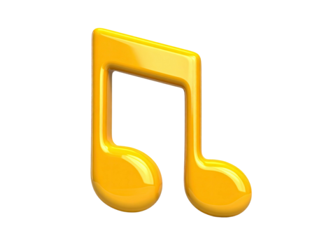 Glossy golden musical note, isolated on a black background - Powered by Adobe
