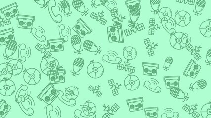 Seamless looping animation pattern of vintage communication technology icons, perfect for retro tech themes