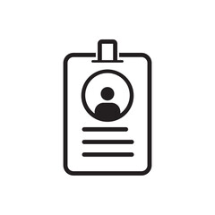 Black and white employee ID card with lanyard vector icon template