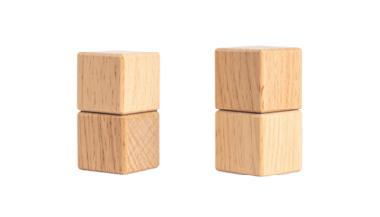 Pair of Wooden Cube Tower Variations isolated on transparent background