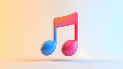 3D Render of a Colorful Music Note on a Bright Background