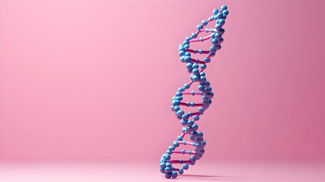 3D Render of a DNA Double Helix on Pink Background