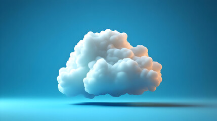 3D Render of a Fluffy White Cloud Against a Blue Background