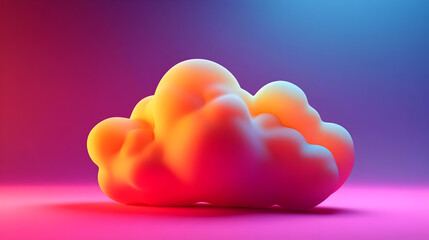 3D Render of a Glowing Cloud with Pink and Blue Gradient Lighting