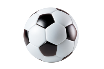 Classic black and white soccer ball with hexagonal panels on black background sport game 1