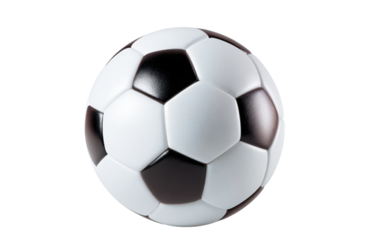 Classic black and white soccer ball with hexagonal panels on black background sport game 1