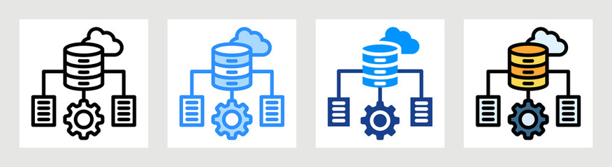 Data Infrastructure Icon Collection Set Multiple Style