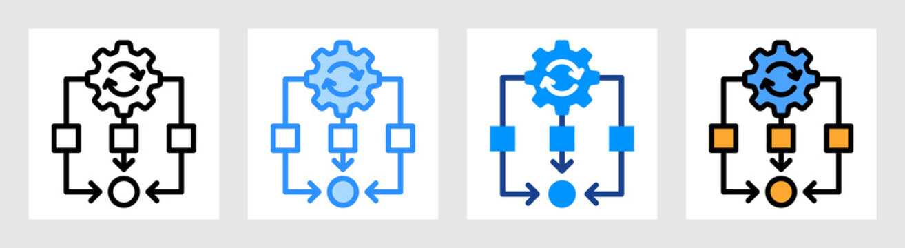 Parallel Processing Icon Collection Set Multiple Style