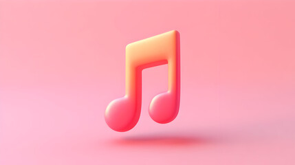 3D Render of a Pink Musical Note on a Coral Background
