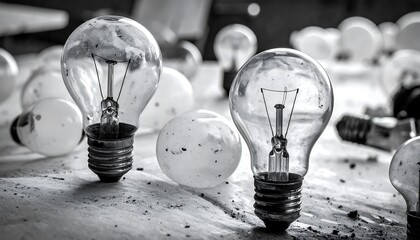 Illuminating Ideas - A Collection of Light Bulbs in Monochrome.