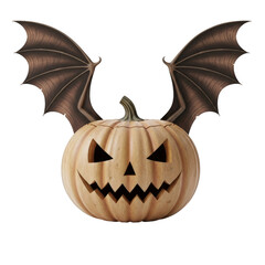 Fototapeta premium Jack O Lantern with Bat Wings isolated on a transparent background
