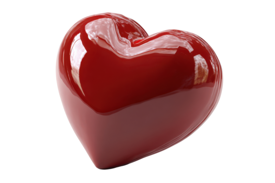 Glossy Red Heart Shape Object Against Black Background shiny smooth - Powered by Adobe
