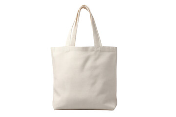 Plain off white canvas tote bag with handles isolated on black image