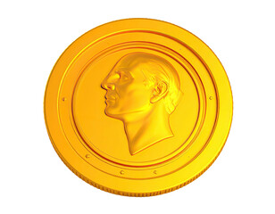 Gleaming coin featuring a profile portrait