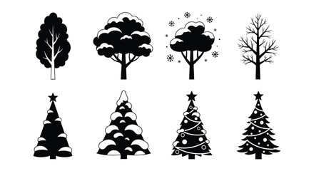 Vector trees collection winter christmas tree silhouette design vector