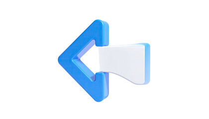 Arrow points left, glossy blue frame, white fill on black background