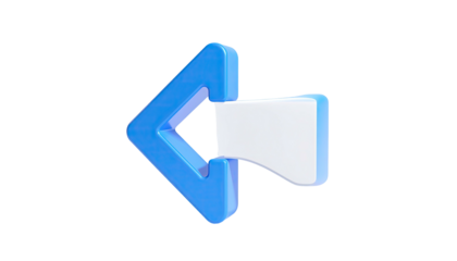 Arrow points left, glossy blue frame, white fill on black background