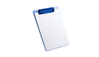 Clipboard blank white paper, blue clip/border, black background
