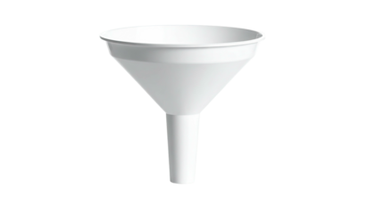 White funnel with a wide opening, against a dark background