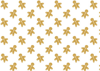 Seamless pattern of cute gingerbread men on a white background. Festive Christmas-themed cookie illustration in a simple, minimal, and cozy style. Perfect for wrapping paper, holiday cards, textiles, 