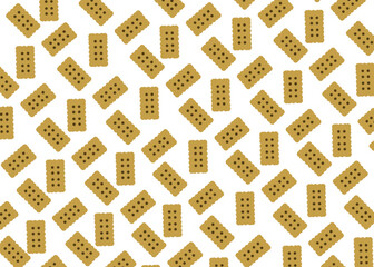 Seamless pattern of rectangular butter biscuits with dotted details on a white background. Simple and warm bakery-themed design perfect for packaging, wallpaper, wrapping paper, or kitchen textiles.