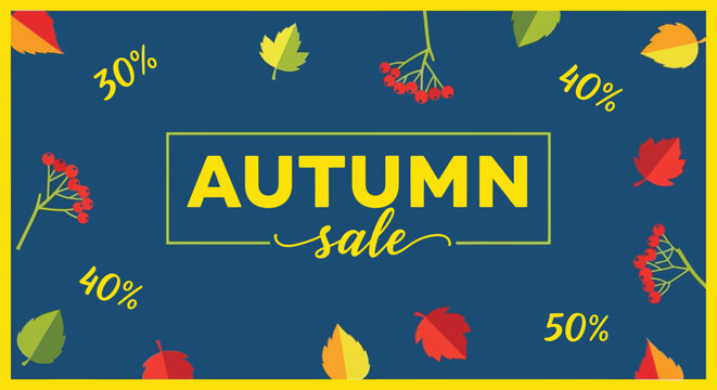 Autumn sale discounts promotional offer seasonal fall foliage deals vector