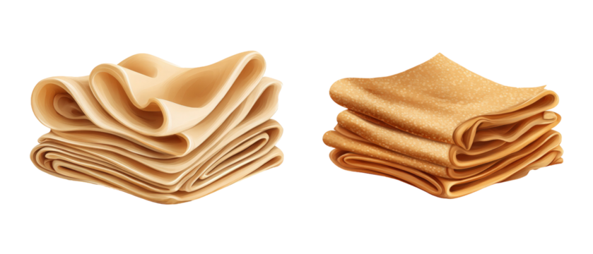 Two neatly folded fabric pieces in beige and golden hues, showcasing their texture and color variations, ideal for fashion design or interior decoration projects
