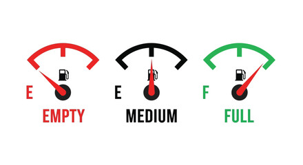 Fuel gauge empty medium full indicator levels illustration car vector