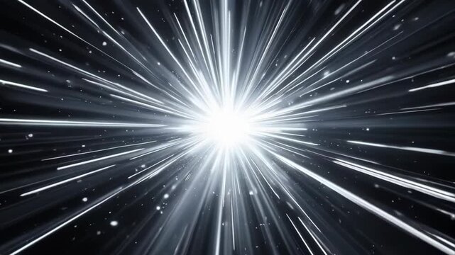 Abstract Light Burst Explosion Effect with Speed Lines and Particles on Dark Background