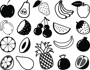 Doodle fruit icons bundle scalable vector graphics for fresh food illustrations