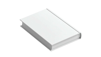 Plain white book lying flat, isolated against a black background