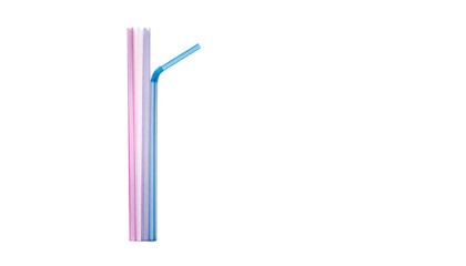 Flexible, bent drinking straw isolated on black background