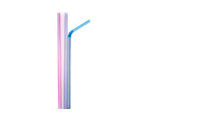 Flexible, bent drinking straw isolated on black background