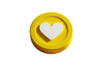 Yellow circle with white textured heart symbol on black background image