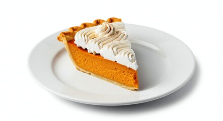 ThanksGiving Day Indulge in a slice of delicious pumpkin pie with a swirl of creamy whipped topping, perfect for Thanksgiving celebrations and autumn dessert menus that evoke feelings of warmth and co