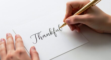 ThanksGiving Day Expressing gratitude with heartfelt handwritten note using elegant gold pen for Thanksgiving or special occasions, conveying sincere appreciation and thoughtfulness with a personal to