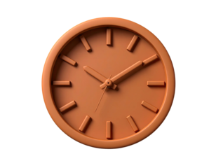 Orange clock displaying ten past ten on a black background