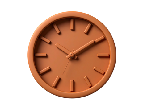 Orange clock displaying ten past ten on a black background