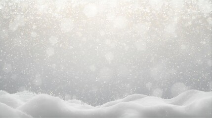 Calm Winter Snowfall With Soft Light and Sparkling Snowflakes Over Snowy Dunes Landscape