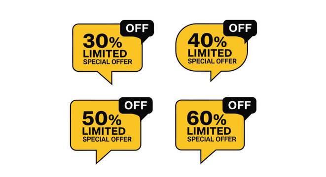 Sale discount offer promotion limited time special percentage off vector