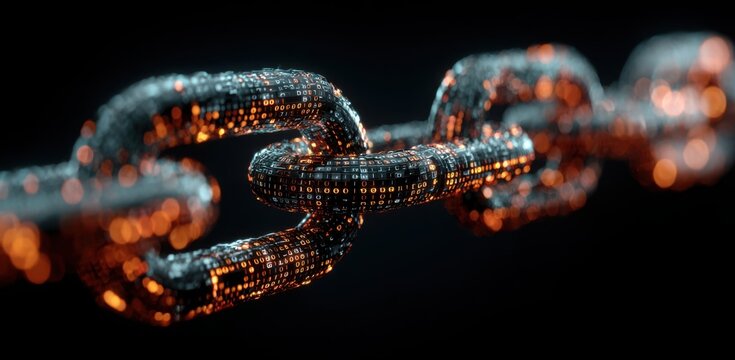 Digital Blockchain Technology Concept Data Security Network Linkage - Powered by Adobe