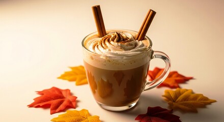 ThanksGiving Day Indulge in the Cozy Flavors of Autumn with a Cinnamon Spice Latte, Perfect for Thanksgiving Celebrations and Capturing the Warmth of Fall in Your Marketing Campaigns