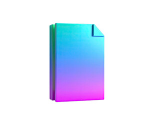 Gradient document with curled corner isolated against black