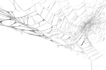 Spiderweb with intricate patterns and textures