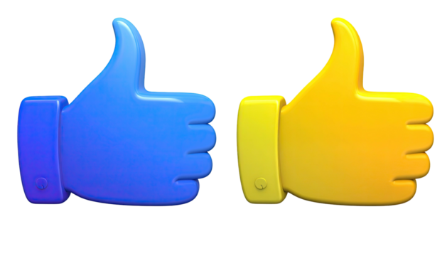 Like icons a blue one and a yellow one