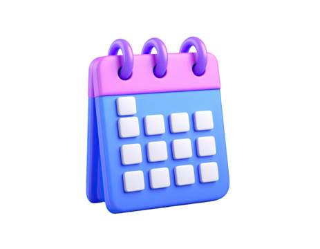 Cartoon blue & pink calendar with blank white dates