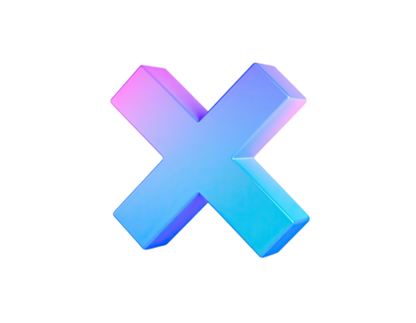 Glowing, neon 'X' form; blue & pink gradient on a dark background
