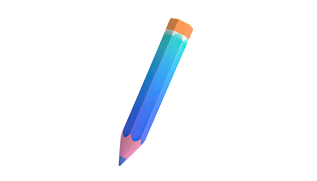 Tilted, blue pencil with pink tip on black background