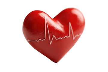 Red heart with white electrocardiogram line on black background image 1