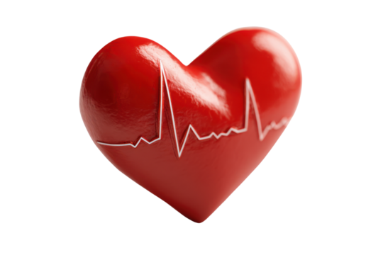 Red heart with white electrocardiogram line on black background image 1